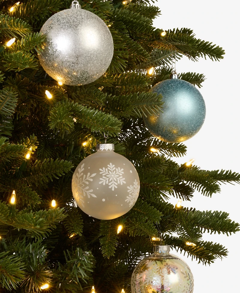 Holiday Lane Opulence Set of 8 Shatterproof Iridescent, Blue and White Ball Ornaments, Macy's Exclusive