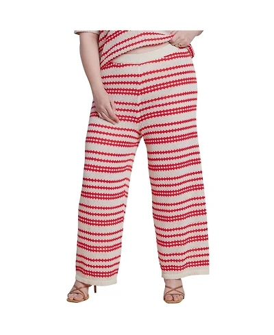 Eloquii Women's Pointelle Stripe Sweater Pant