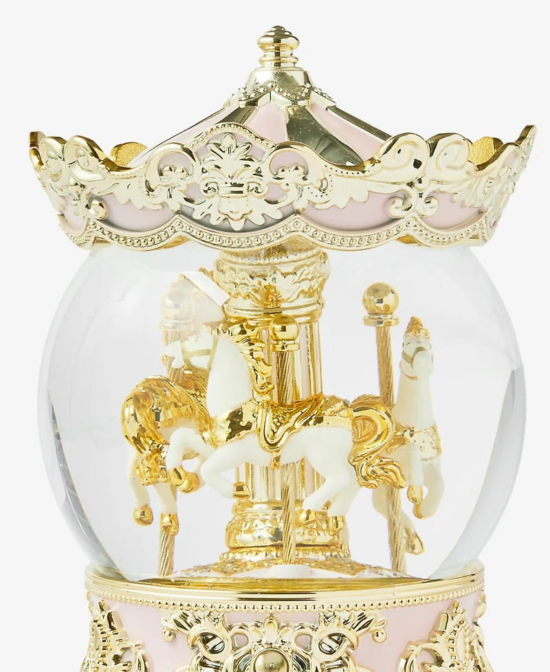 Holiday Lane Opulence Gold and Pink Carousel Water Globe, Macy's Exclusive