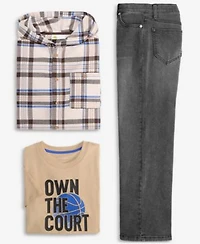 Epic Threads Boys Xs Xl Hooded Plaid Flannel Jacket Own The Court T Shirt Loose Fit Jeans Macys Exclusive