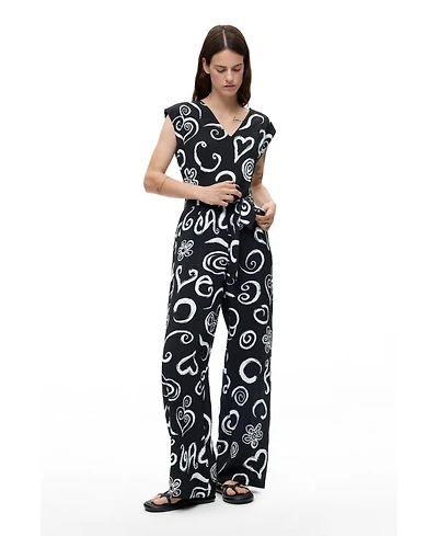 Desigual Women's Printed Letter Jumpsuit