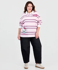 Love Tribe Trendy Plus Hello Kitty Striped Rugby Shirt