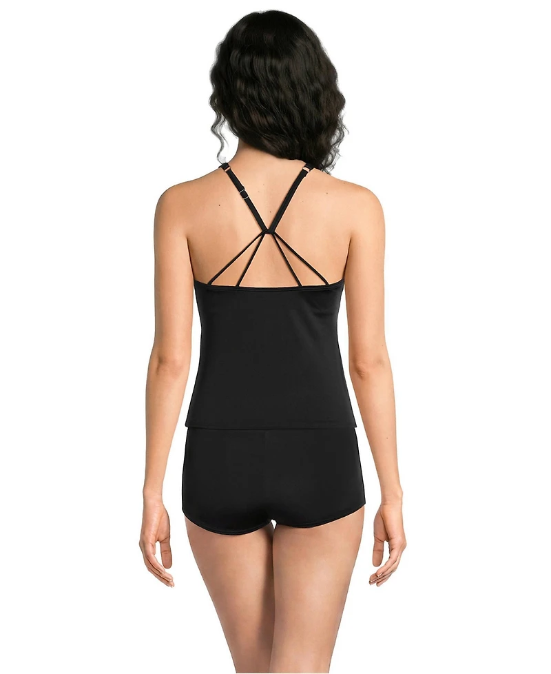 Lands' End Petite Tugless High Neck Strappy Back Tankini Top