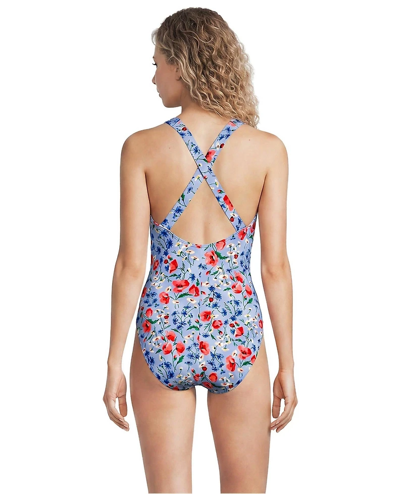 Lands' End Women's Adjustable V-neck Underwire Tankini Swimsuit Top Straps