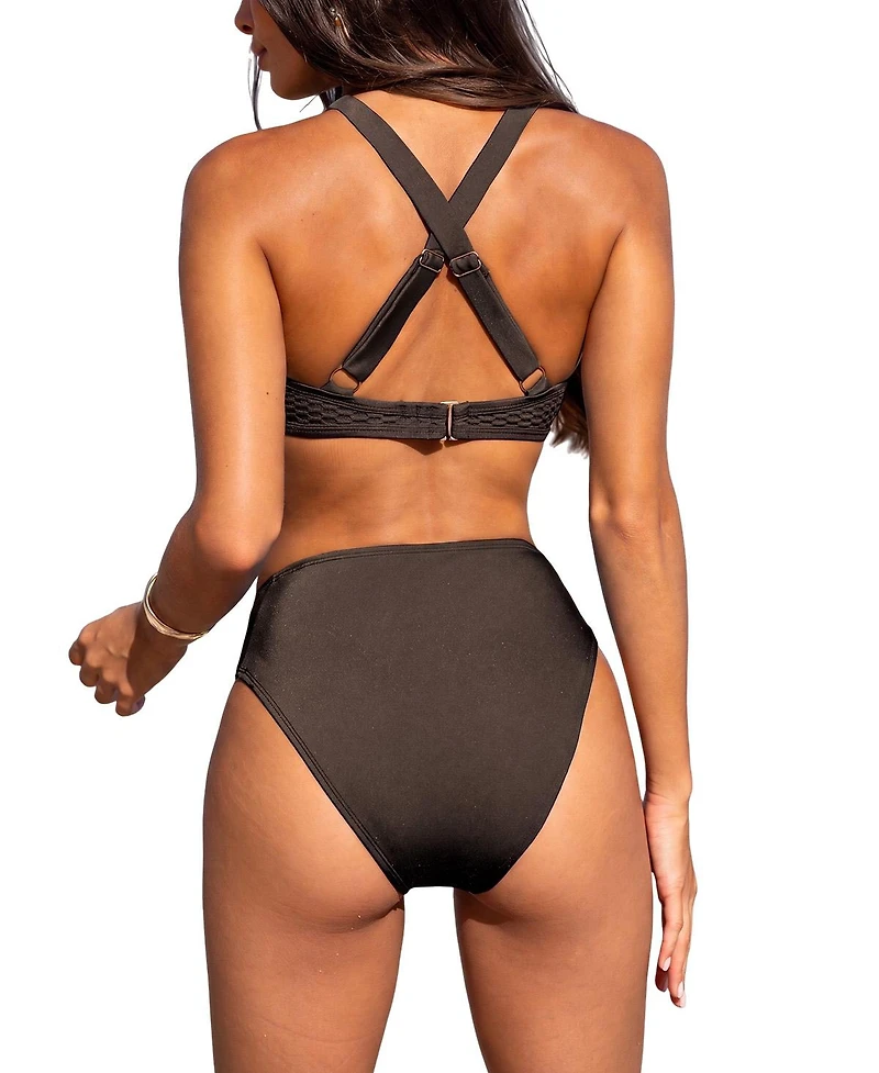 Cupshe Women's Mesh Overlay Underwire Bikini Set