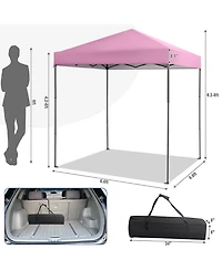 Gymax 6.6x6.6 Ft Folding Pop-up Canopy w/ 6.2-8 Height Adjustment Outdoor