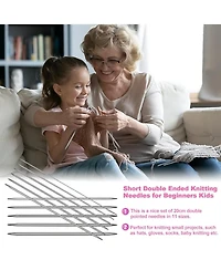 Aeelike 55-Piece Double Pointed Knitting Needles Set, 11 Sizes, 2mm to 6mm, Stainless Steel Short Knitting Needles