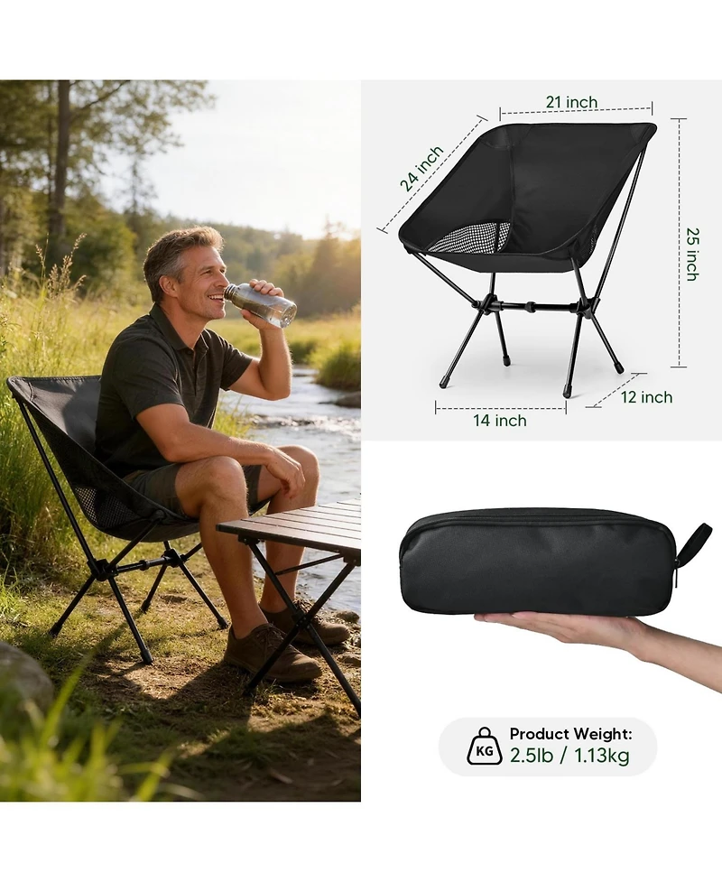 Clihome Portable Folding Camping Chair with Carry Bag