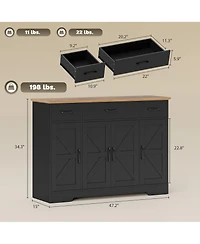 Homcom Farmhouse Sideboard with Soft-Close Hinges, Kitchen Buffet Cabinet