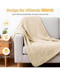 Aeelike Beginner Crochet Blanket Kit - Soft Chenille Yarn, Instructions and Accessories