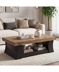 Tribesigns 55" Coffee Table: Living room table with storage shelf. Modern farmhouse rectangle table for living room,bedroom,office.