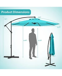 Sugift 10 ft Offset Cantilever Umbrella with Eight Ribs and Cross Base