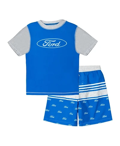 Ford Motor Company Boys Swimwear 2-Piece Rash Guard and Trunks Set
