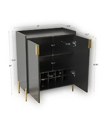 Clihome Modern Wine Bar Cabinet, Adjustable Storage Sideboard Buffet with Rack