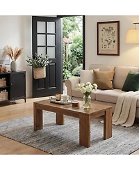 Tribesigns Solid Wood Coffee Table: 47" wooden center table with rounded corners. Modern low cocktail tea table for living room.
