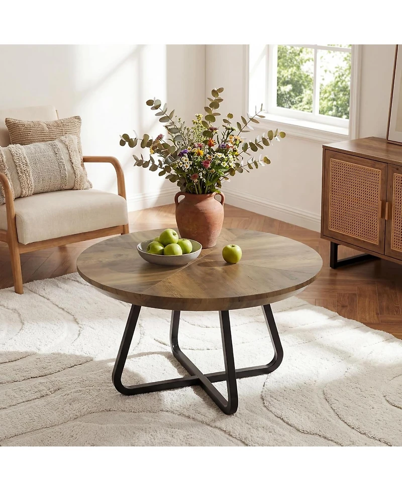 Tribesigns 31.5 Inches Round Coffee Table, Modern Wooden Center Table for Living Room, Home Office, Small Space, Easy Assembly