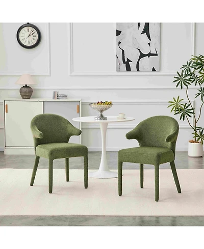 Maison Boucle Modern Upholstered Dining Chairs Set Of 2, Sherpa Accent Chair, Wraparound Back, Padded Seat
