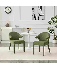 Maison Boucle Modern Upholstered Dining Chairs Set Of 2, Sherpa Accent Chair, Wraparound Back, Padded Seat