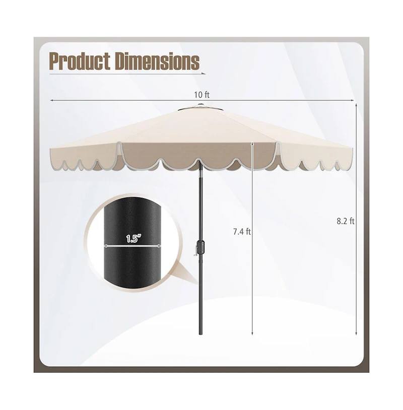 Boyel Living 10 Feet Patio Umbrella Outdoor Market Umbrella with Crank Tilt Adjustment