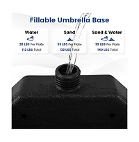 Boyel Living 4-Piece Patio Market Umbrella Base 140 Lbs Heavy-Duty with U-Locking Pins