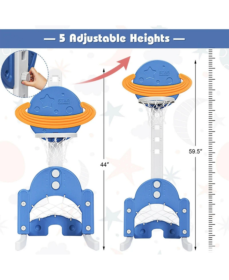Sugift 3 In 1 Height Adjustable Kids Basketball Hoop Set With Balls