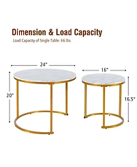 Costway Nesting Coffee Table Set of 2 for Balcony Living Room Modern Round Side Tables