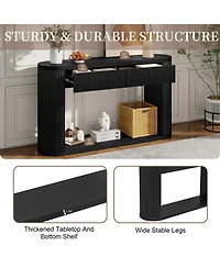 Rainsken Entryway Table with Storage 2 Drawers, Fluted Tables, Mid-Century Modern Foyer Table, for Entryway, Hallway, Living Room