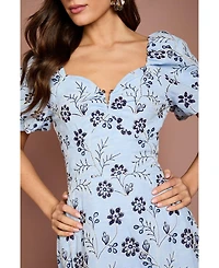 Coast Women's Puff Sleeve Embroidered Midi Dress