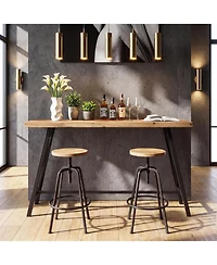 Tribesigns Solid Wood Bar Table:63" long counter height pub table with metal footrest.Industrial tall bistro table for dining room,kitchen,basement