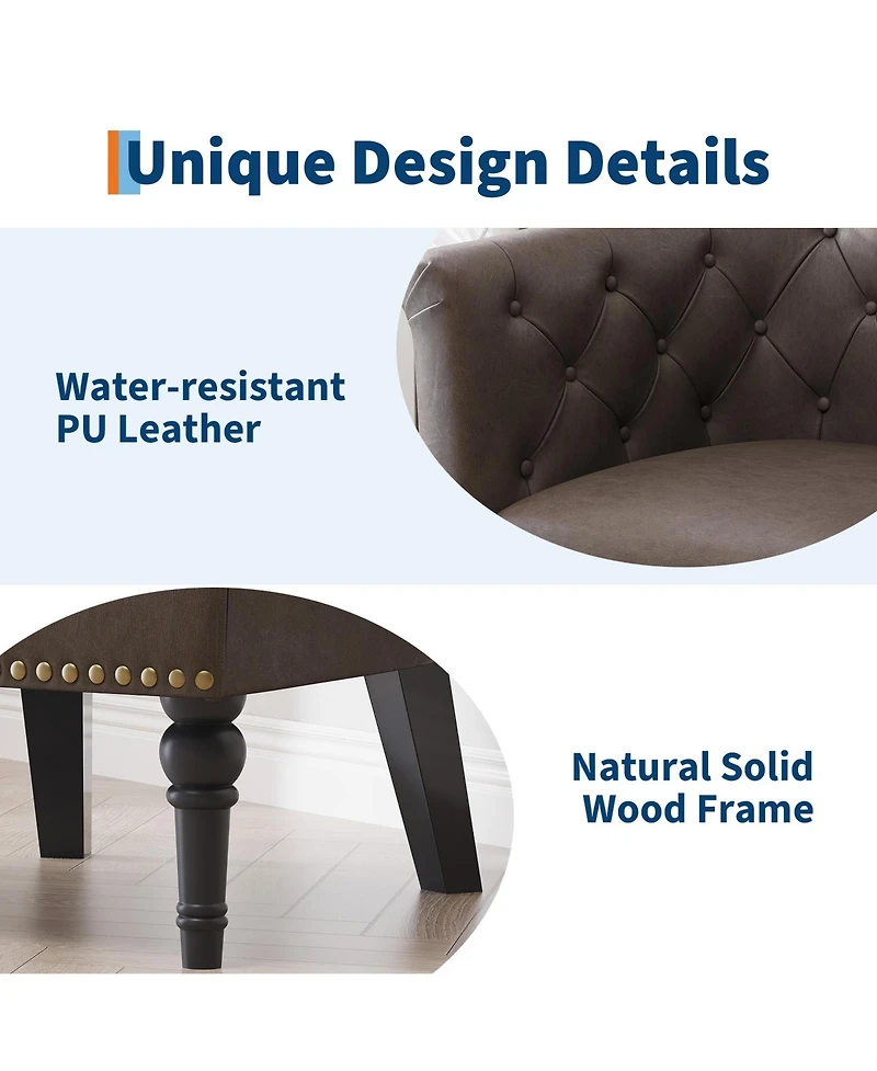 gaomon Modern Barrel Accent Chair, Tufted Back with Nailhead Trim, Upholstered Comfort Lounge for Living Room, Bedroom, Patio and Office