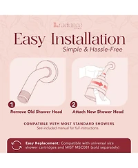 Radiance by Mist Radiance Filtered Aura Shower Head with Replaceable Filter, Improves Skin, Hair, and Nails
