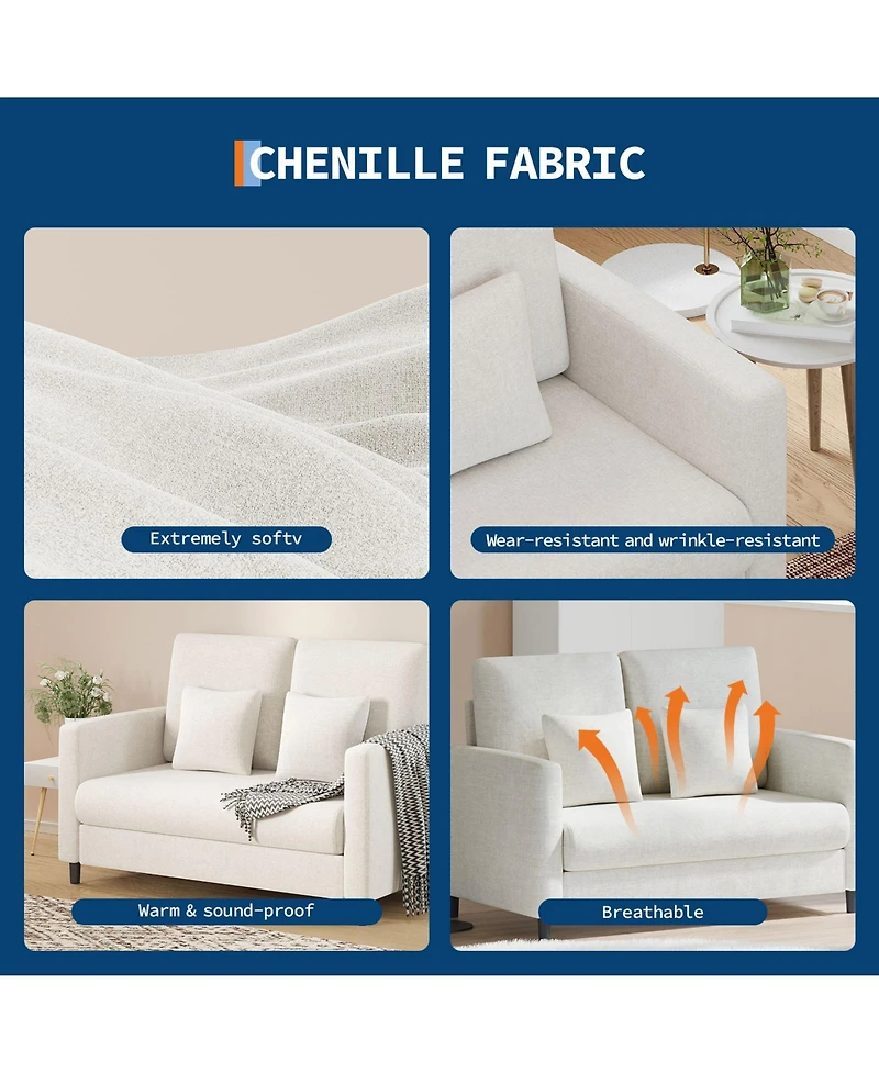 homfan Teddy Fabric Loveseat – No Assembly Small Couch. Wood Frame and High Weight Capacity for Apartment or Living Room