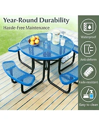 gaomon Heavy Duty 46" Round Patio Picnic Tables for Outdoors with Umbrella Hole