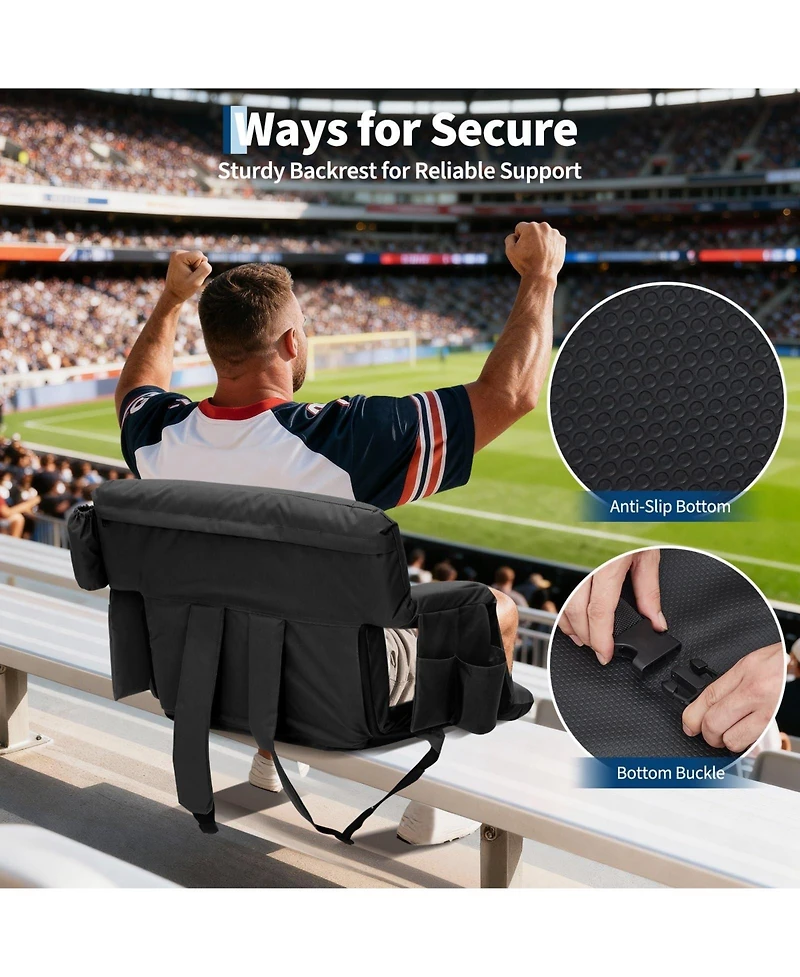 gaomon 2-Pack Portable 24.5in Folding Reclining Stadium Seats, Folding Bleacher Chairs