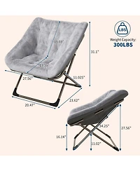 gaomon Set of 2 Comfy Folding Chairs for Adults - Soft Faux Fur Lounge Chair for Living Room, Bedroom or Dorm, Flexible Reading Chair for Teens