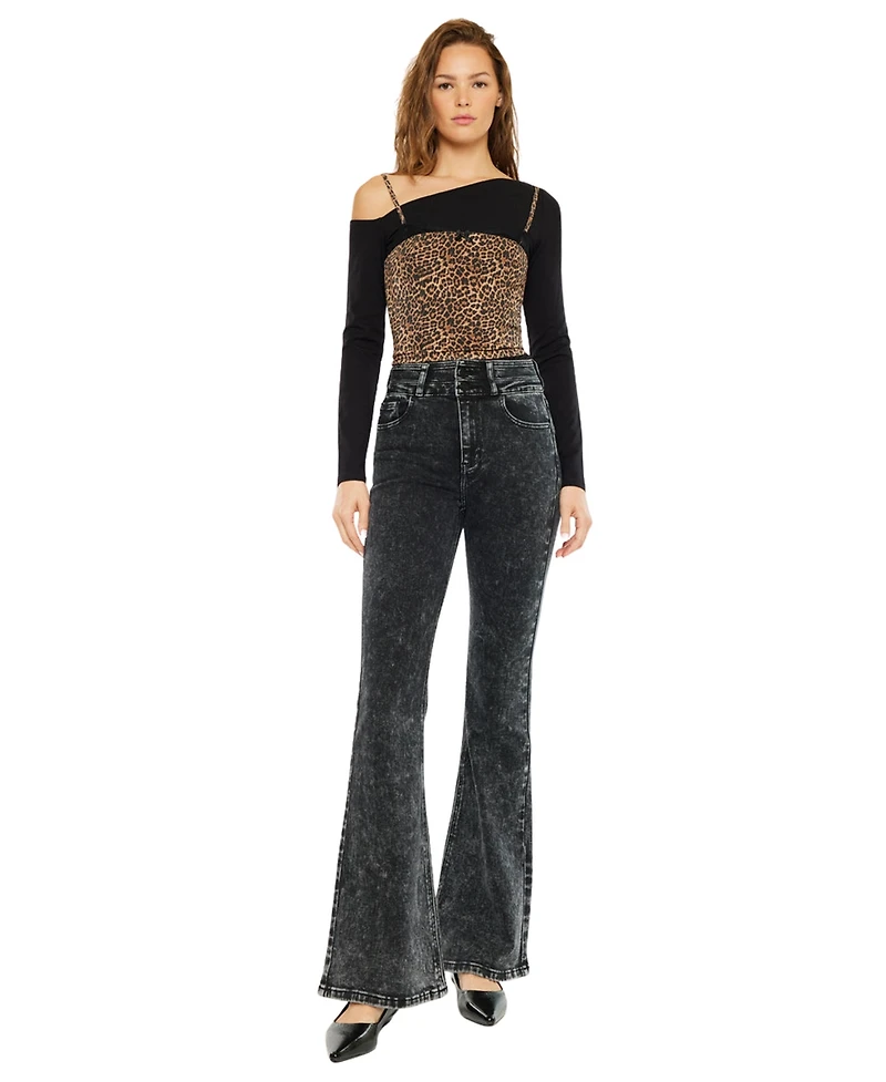 KanCan Women's Amirah Ultra High Rise Flare Jeans