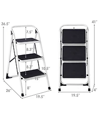 Costway 3 Step Lightweight Ladder Hd Platform Foldable Stool 330 Lb Cap. Saving Space