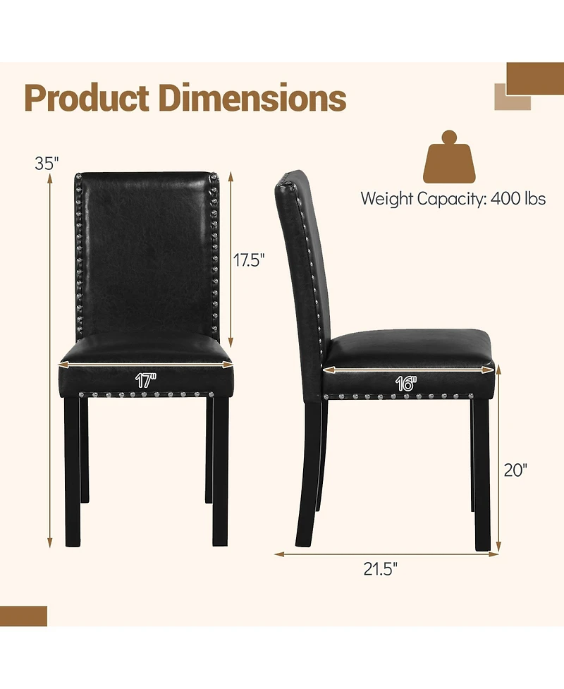 Sugift Set of 2 Dining Chairs with Solid Rubber and Wood Legs