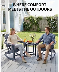 gaomon 2 Piece All-Weather Hdpe Outdoor Folding Adirondack Rocking Chair with Retractable Ottoman for patios, Decks