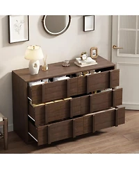 homfan 47.2" Storage Cabinet 6-Drawer Wood Console for Tv Up to 50", Living Room Entertainment Center