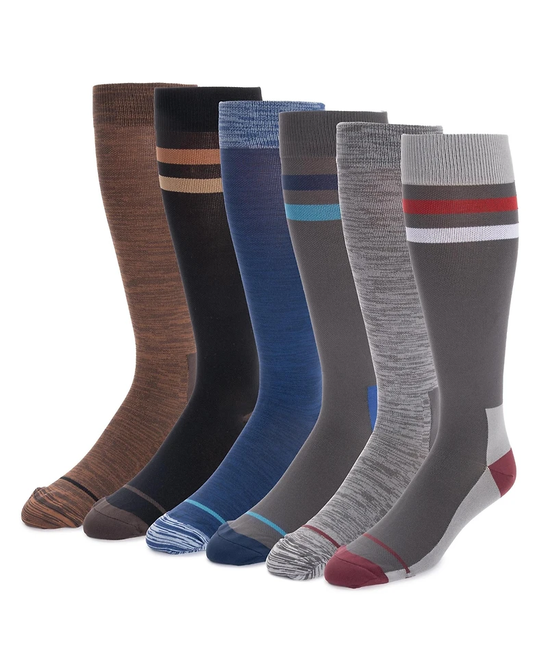Muk Luks Men's 6 Pair Pack Compression Knee High Nylon Socks, One Size