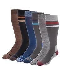 Muk Luks Men's 6 Pair Pack Compression Knee High Nylon Socks, One Size