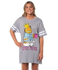 Garfield Women's Comic Coffee Please Nightgown Pajama Shirt Dress For Adults