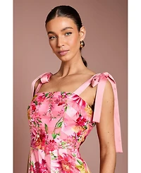 Coast Women's Printed Organza Bow Maxi Dress