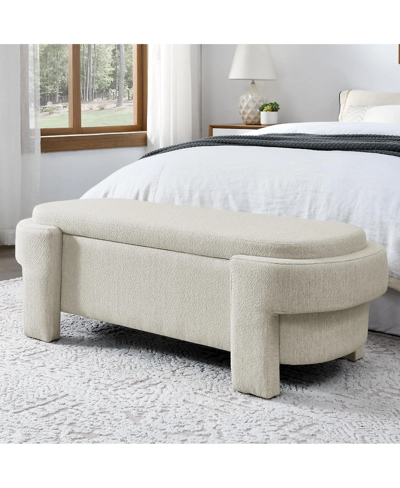 Flynama 51.5" Linen Upholstered Storage Bench
