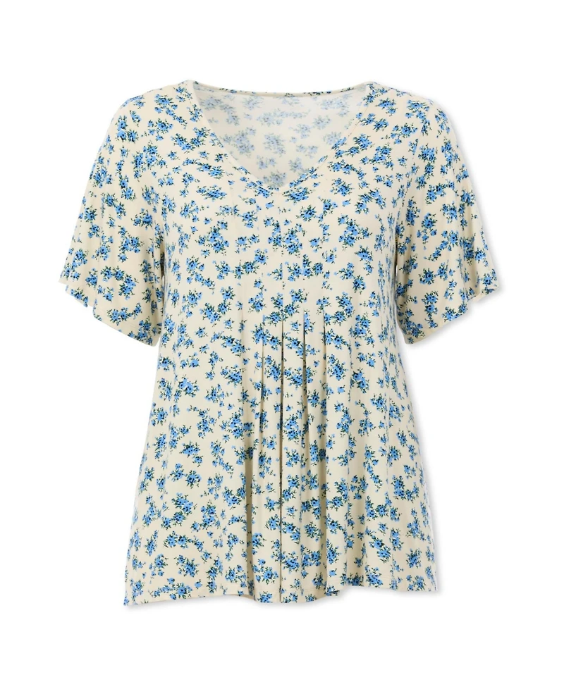 ellos Plus V-Neck Front Pleat Tunic