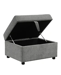 Clihome Sectional Sofa Bed L-shaped Sofa with Movable Storage Ottoman