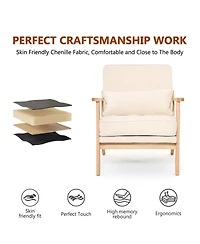 Streamdale Furniture Mid-Century Modern Lounge Chair with Lumbar Pillow and Wood Armrests