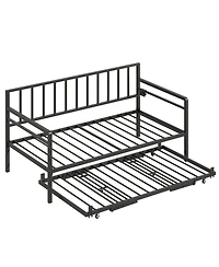 Streamdale Furniture Daybed with Led Lights Charging Station and Trundle