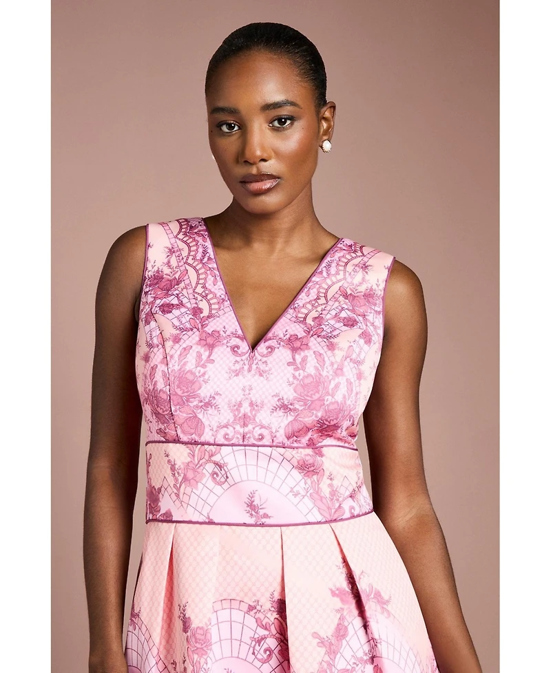 Coast Women's V-Neck Satin Floral Print Midi Dress